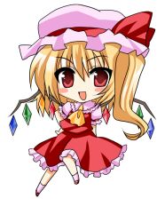  asahana_jun bad_id bad_pixiv_id blonde_hair blush_stickers chibi female flandre_scarlet hand_on_own_hip hat red_eyes side_ponytail solo touhou wings 