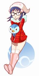  bespectacled boots coat dawn_(pokemon) footwear glasses hair_ornament hairclip hat jonathan_kim kneehighs persona_(artist) piplup poke_ball pokemon socks 