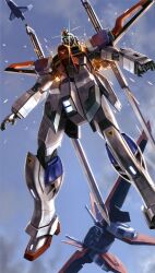  absurdres artist_request glowing glowing_eye gundam gundam_seed gundam_seed_destiny highres impulse_gundam mecha no_humans realistic robot science_fiction sword sword_impulse_gundam weapon 