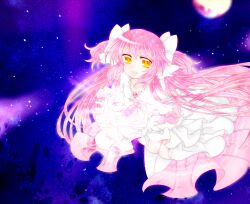  commentary_request female highres kaname_madoka long_hair magical_girl mahou_shoujo_madoka_magica mahou_shoujo_madoka_magica_(anime) photoshop_(medium) pink_hair ribbon solo sorakase_sawa spoilers ultimate_madoka very_long_hair yellow_eyes 