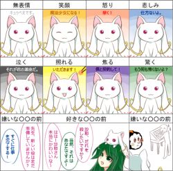  :3 ^_^ animal animal_on_head bad_id bad_pixiv_id charlotte_(madoka_magica) chart chopsticks closed_eyes creator_connection crossover expression_chart expressions eyebrows female furry furry_female green_eyes green_hair kurahika kyuubee mahou_shoujo_madoka_magica mahou_shoujo_madoka_magica_(anime) make_a_contract multiple_views not_afraid_anymore on_head open_mouth red_eyes saya_(saya_no_uta) saya_no_uta sweatdrop translated urobuchi_gen witch_(madoka_magica) 