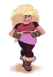  avoid_posting blonde_hair bottomwear brokenlynx21 cartoon_network clothing dc_comics disney ear_piercing female fusion gloves gravity_falls hair handwear humanoid jasper_(steven_universe) lips pacifica_northwest piercing simple_background skirt solo steven_universe terra thick_thighs white_background wide_hips 