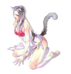  animal_ears black_hair boa_hancock breasts cleavage female hebi_utage highres one_piece solo tail 