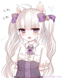  animal_ears bad_id bad_pixiv_id commentary_request female long_hair original purple_eyes rolo_noir solo tsukikage_nemu twintails white_hair 