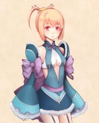  ar_tonelico ar_tonelico_iii bad_id bad_pixiv_id blonde_hair bow breasts center_opening cleavage cosplay detached_sleeves female finnel_(ar_tonelico) finnel_(ar_tonelico)_(cosplay) garter_straps hair_ornament photoshop_(medium) pink_eyes saki_(ar_tonelico) sakurazensen short_hair small_breasts smile solo twintails underboob 