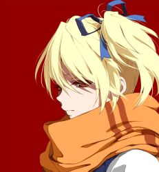  blonde_hair female kirishima_kirihiko kurenai scarf simple_background solo 