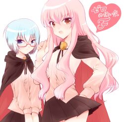  2girls bad_id bad_pixiv_id blue_eyes blue_hair brown_eyes cape glasses idomajin long_hair louise_francoise_le_blanc_de_la_valliere multiple_girls pentacle pink_hair tabitha_(zero_no_tsukaima) zero_no_tsukaima 