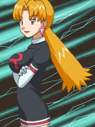  awa blonde_hair female lowres oekaki pokemon pokemon_(anime) purple_eyes solo team_rocket yamato_(pokemon) 