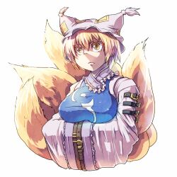  animal_ears citolo commentary_request female fox_ears fox_tail multiple_tails solo tail touhou yakumo_ran 