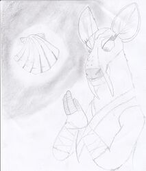  absurd_res admiring anthro cervine clothed clothing deer dreamworks female graphite_(artwork) happy hi_res huifang_(paws_of_destiny) kung_fu_panda mammal pencil_(artwork) seashell shell smile solo traditional_media_(artwork) unclesam1976 water_deer 