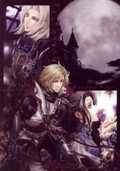  2boys castlevania:_lament_of_innocence castlevania_(series) female joachim_armster leon_belmont lowres multiple_boys sara_trantoul seqet-aru 