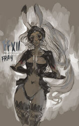  character_name copyright_name dark-skinned_female dark_skin female final_fantasy final_fantasy_xii fran_(ff12) mos photoshop_(medium) revealing_clothes solo traditional_media viera white_hair 