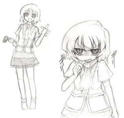  angry biting biting_own_thumb female greyscale mizuhashi_parsee monochrome morino_harifu touhou voodoo yandere 