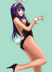  animal_ears bad_id bad_pixiv_id bare_legs blue_hair el_blanco female green_eyes high_heels long_hair original photoshop_(medium) playboy_bunny rabbit_ears shoes solo 