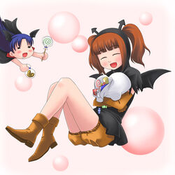  2girls bat_wings candy food halloween idolmaster idolmaster_(classic) idolmaster_1 kisaragi_chihaya multiple_girls takatsuki_yayoi toshifumi twintails wings 