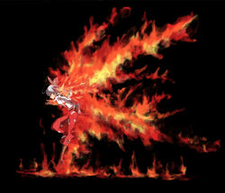  black_background female fire fujiwara_no_mokou highres long_hair noi_(noi_2y) ribbon solo touhou 