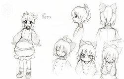  blush bobby_socks female from_side greyscale head_tilt kurodani_yamame long_sleeves looking_at_viewer monochrome morino_harifu multiple_views outstretched_arms profile simple_background socks tareme touhou translated white_background 