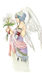  ancient_greek_clothes angel angel_wings archangel_gabriel chiton commentary_request female flower greco-roman_clothes himation original peplos photoshop_(medium) profile sado_(sadolabo) simple_background solo tattoo the_bible white_background wings 