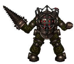  1boy big_daddy bioshock bioshock_2 drill lowres male male_focus pixel_art solo subject_delta 