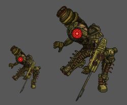  big_sister_(bioshock) bioshock bioshock_2 female helmet lowres pixel_art weapon 