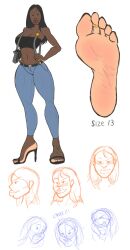  1girls ashley_mckenzie_(zp92) badge barefoot big_lips character_sheet clothed clothed_female clothing dark-skinned_female dark_skin denim feet foot_tattoo footwear full_body fully_clothed heels high_heels holster holstered_weapon human introduction jeans lips mckenzie_(zp92) original original_character pants pistol police police_badge policewoman ranged_weapon ring shirt shoes size_13 sketch solo solo_female standing toe_ring tubetop vitiligo weapon zp92 