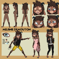  1:1 2023 absurd_res anthro bad_guy_cafe blue_eyes bovid brown_body brown_fur brown_hair caprine english_text female fur hair hi_res mammal melanie_demouton_(readerno31142) sheep solo text ziegelzeig 