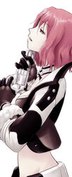  commentary_request female gun gun_to_head gunslinger_(ragnarok_online) handgun holding holding_gun holding_weapon midriff mr.romance pink_hair ragnarok_online revolver short_hair solo suicide weapon 