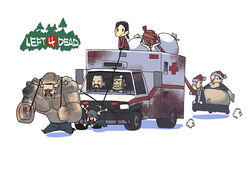  6+boys ambulance bad_id bad_pixiv_id bill_(left_4_dead) boomer_(left_4_dead) chibi christmas cross female francis_(left_4_dead) ground_vehicle hat hunter_(left_4_dead) kusaka_kokage left_4_dead louis_(left_4_dead) motor_vehicle multiple_boys photoshop_(medium) red_cross reindeer santa_hat sled smoker_(left_4_dead) tank_(left_4_dead) zoey_(left_4_dead) zombie 