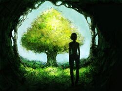  bad_id bad_pixiv_id cave female name_(sh) nature original silhouette solo tree 