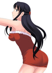  bare_shoulders christmas dress female half_updo hosokawa_kanako maria-sama_ga_miteru santa_costume solo strapless strapless_dress toshifumi 