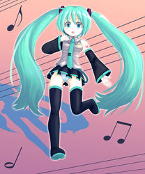  aqua_hair beamed_eighth_notes commentary_request ebi_tendon eighth_note female half_note hatsune_miku long_hair musical_note panties photoshop_(medium) solo striped_clothes striped_panties thighhighs twintails underwear upskirt very_long_hair vocaloid 