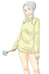  blood commentary_request female flower gundam gundam_00 hachimitsuboi no_pants rose solo soma_peries white_hair 