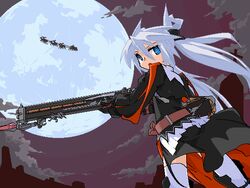  female full_moon mof mof&#039;s_silver_haired_twintailed_girl moon oekaki original solo thighhighs 