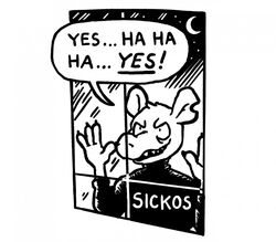  american_opossum anthro black_clothing black_shirt black_topwear clothing crescent_moon crimetxt fylk male mammal marsupial meme monochrome moon reaction_image shirt sickos_meme smile solo speech_bubble standing the_onion topwear voyeur window 