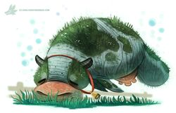  bovid bovine bubble cattle closed_eyes collar cowbell digital_media_(artwork) digital_painting_(artwork) female fence feral grass grazing humor hybrid mammal manatee marine piper_thibodeau plant pun sirenian solo visual_pun 