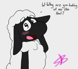  absurd_res amanda_the_adventurer anthro black_body bovid caprine english_text fluffy fur hi_res male mammal open_mouth sheep simple_background simple_eyes solo swift_bristle text white_background wool_(fur) wooly_(amanda_the_adventurer) 