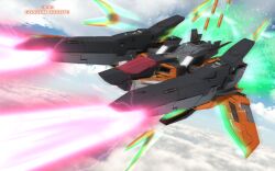  gundam gundam_00 gundam_00_a_wakening_of_the_trailblazer gundam_harute highres laser light mecha missile no_humans robot weapon zefai 