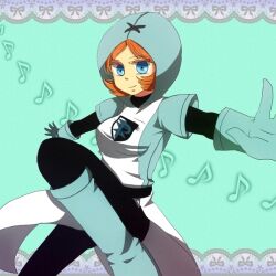  angie_(pokemon) blue_eyes boots breasts female gloves hood nintendo orange_hair pokemon pokemon_(game) pokemon_bw smile team_plasma 