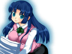  asakura_ryouko blue_hair breasts eryu female large_breasts long_hair solo suzumiya_haruhi_no_yuuutsu 