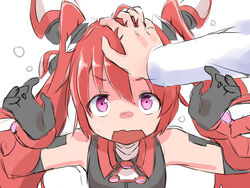  elbow_gloves embarrassed female flat_chest gloves hair_ornament hand_on_head long_hair mitsuka_souji ore_twintail_ni_narimasu petting pink_eyes red_hair rule_63 sekiraame solo sweatdrop tail_red tailred twintails very_long_hair white_background 