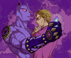  2boys animal_ears bad_id bad_pixiv_id blonde_hair cat_ears formal jojo_no_kimyou_na_bouken killer_queen kira_yoshikage merumeru626 multiple_boys necktie red_eyes severed_hand stand_(jojo) suit 