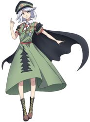  1other androgynous boots cape commentary_request fujiwara_no_shirogane_no_sanra full_body grey_eyes hat len&#039;en lenk64 military military_hat military_uniform other_focus peaked_cap short_hair solo transparent_background uniform white_hair 