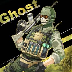  1boy balaclava call_of_duty call_of_duty:_modern_warfare_2 commentary_request ghost_(modern_warfare_2) gloves gun male_focus ritsu_(0015-xxxlxxxr) solo weapon 