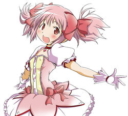  commentary_request female gloves highres kaname_madoka kaname_madoka_(magical_girl) magical_girl mahou_shoujo_madoka_magica mahou_shoujo_madoka_magica_(anime) pink_hair red_eyes short_hair solo twintails yuumin 