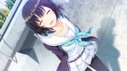  akabeisoft2 alpha black_hair boku_no_hitori_sensou crying game_cg nishikido_yuka pantyhose seifuku short_hair skirt tears 