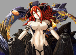  aragami censored convenient_censoring god_eater horns monster_girl red_hair venus_(god_eater) yellow_eyes 