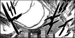  aoki_hagane_no_arpeggio beam building commentary_request damaged explosion explosion_gag greyscale kaname_aomame monochrome motion_lines no_humans photoshop_(medium) tokyo_big_sight window 