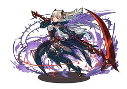  bad_link black_dress dark_valkyrie_(p&amp;d) dress female hair_ornament hino_shinnosuke long_hair looking_at_viewer official_art plant puzzle_&amp;_dragons red_eyes scythe solo thorns valkyrie valkyrie_(p&amp;d) vines white_hair wings 