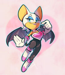  2022 5_fingers anthro bat bat_wings breasts clothing eyeshadow female fingers footwear fur gloves half-closed_eyes handwear hi_res lipstick makeup mammal membrane_(anatomy) membranous_wings narrowed_eyes open_mouth rouge_the_bat sega signature simple_background solo sonic_the_hedgehog_(series) tan_body tan_skin teeth vaporotem white_body white_fur wings 