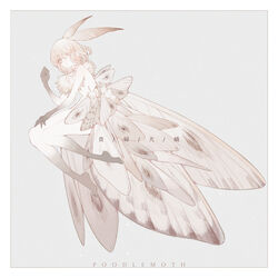  antennae arthropod_girl bug commentary_request dj.adonis extra_ears female full_body highres hikimayu insect_wings looking_at_viewer monster_girl moth moth_girl original personification photoshop_(medium) poodle_moth short_hair solo thick_eyebrows wings 